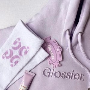 NWT Glossier Embroidered Lavender Hoodie XS